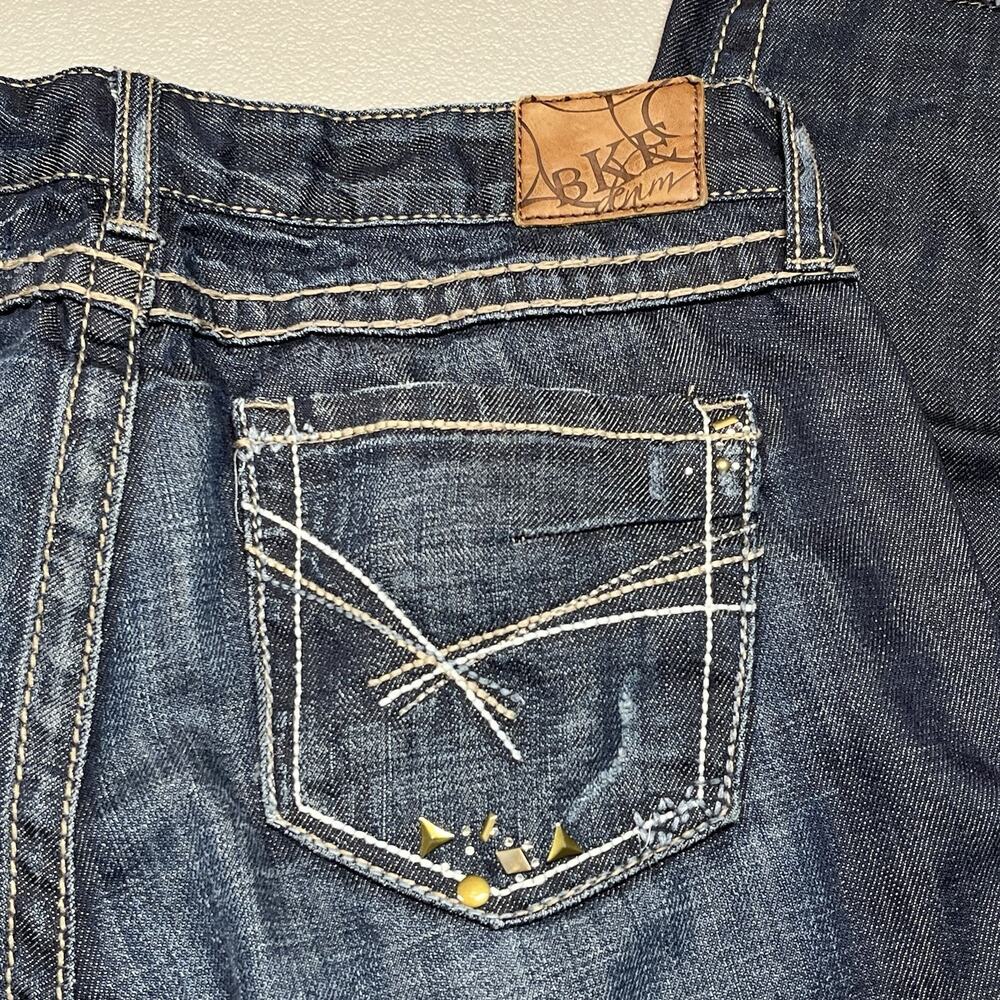 BKE Starlite Jeans Womens 30 Low Rise Embroidered Flare Raw Hem Cropped Western